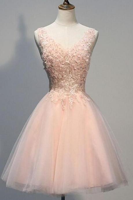 Blush Pink homecoming dresses.Lace prom dresses