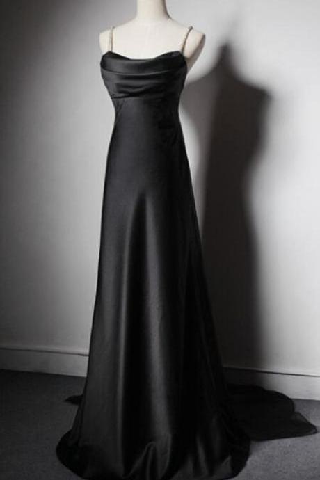 Sexy A Line Black Evening Gowns, Formal Dress