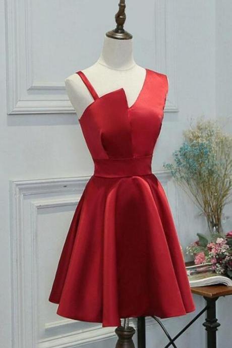 Cute Red Short Homecoming Dress with Chic One Shoulder
