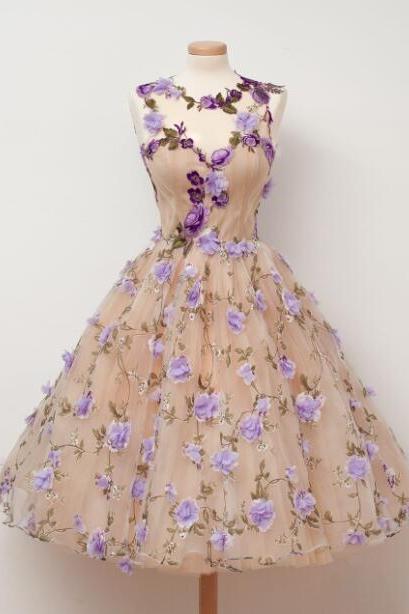 Sweetheart Floral Homecoming Dress