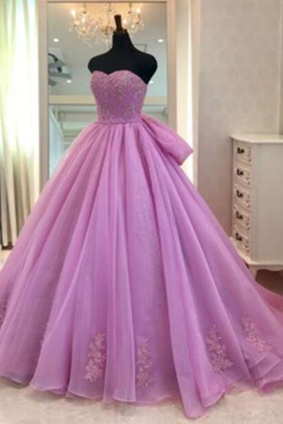 Lavender Sleeveless Ball Gown Prom Dress