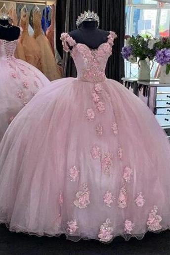Elegant Floor Length Prom Dresses Ball Gown Tulle Lace Party Dress