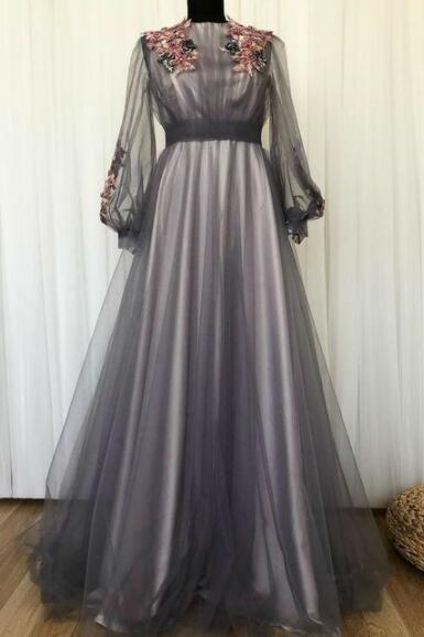 Simple Long Sleeve Evening Dress Prom Dress