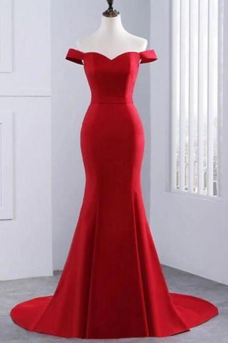 Off The Shoulder Sweetheart Mermaid Long Evening Gown With Sweep Train