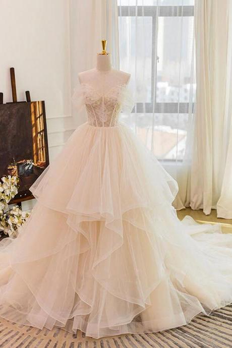 Princess Mermaid Tulle Lace Long Prom Dress