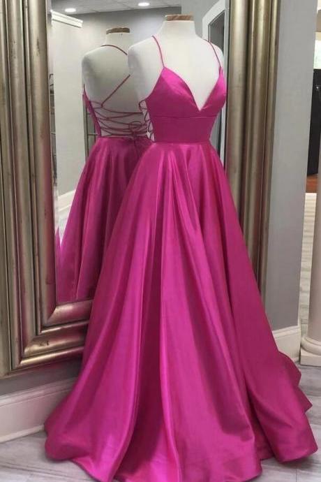 A-line Floor Length Backless Long Prom Dresses Party Gowns