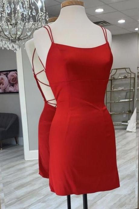 Cute Scoop Neck Short Red Bodycon Dress