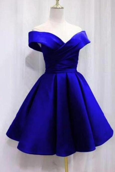 Off Shoulder Royal Blue Homecoming Dress