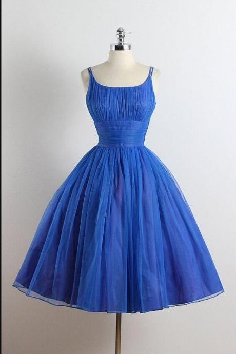 A Line Scoop Neckline Royal Blue Hoco Dress