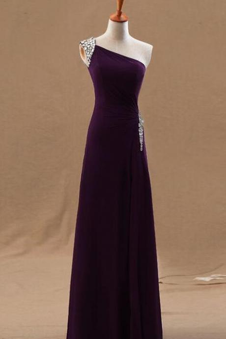 Sexy One-shoulder Purple Prom Dress