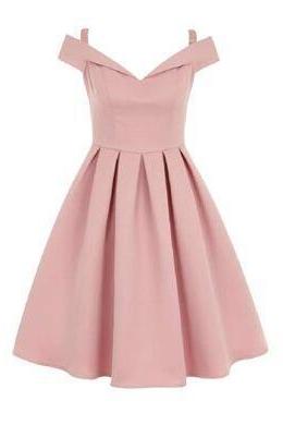 Off Shoulder Pink Short Homecoming Dresses
