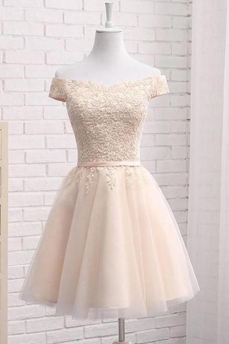 Cute Off Shoulder Simple Tulle Party Dress
