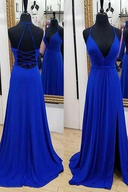 Royal Blue Party Dress Chiffon Prom Dress