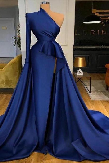 Elegant Royal Blue Satin Prom Dress