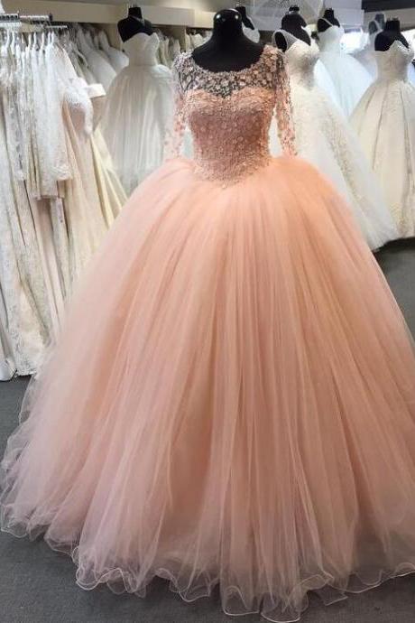 Vintage Ball Gown Floral Prom Dress,sweet 16 Dresses