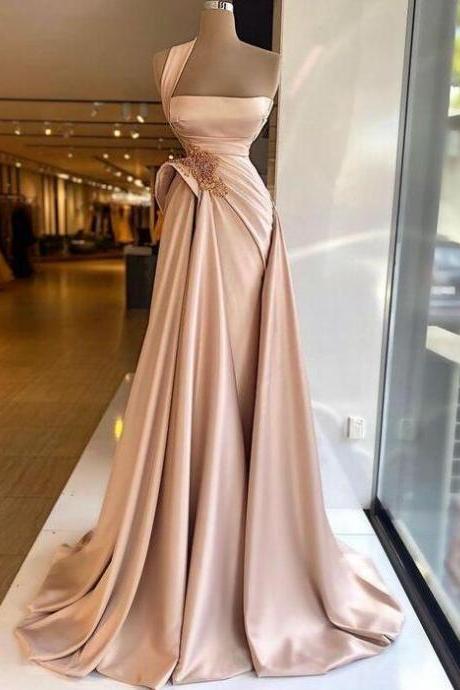 Elegant Rose Pink A Line Prom Dress