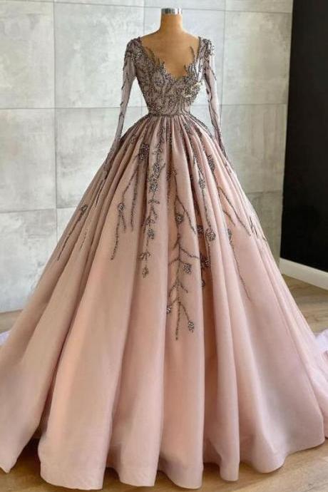 Elegant A Line Beaded Prom Dress