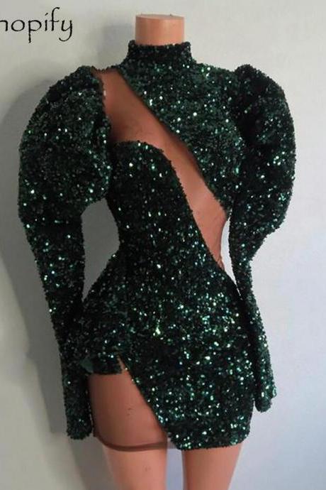 Sexy Green Sparkly Evening Dress