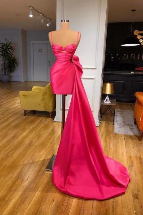 Mermaid Straps Pink Stain Prom Dresses