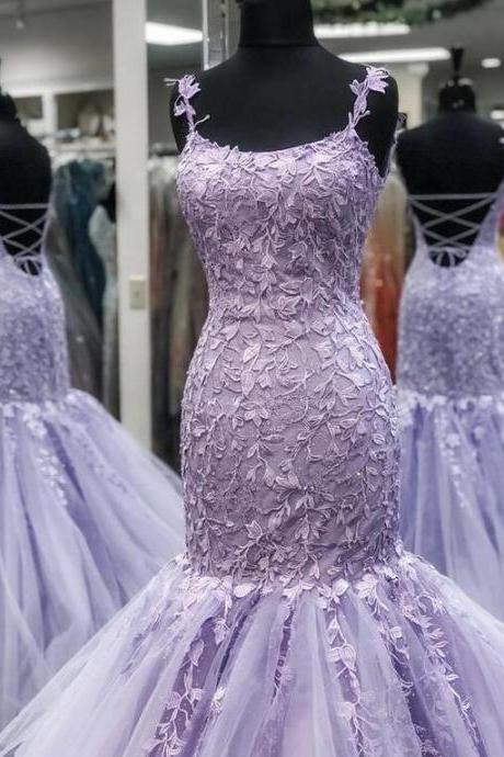Vintage Purple Lace Prom Dresses