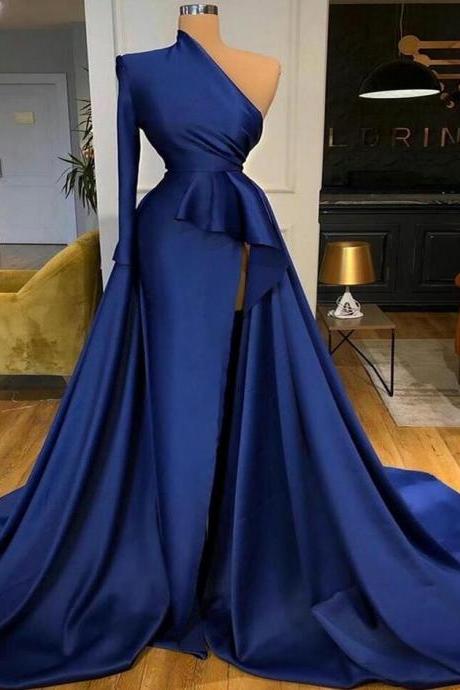 Amazing Royal Blue Satin Evening Dresses
