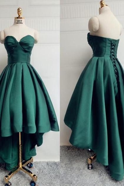 High Low Dark Green Prom Dress