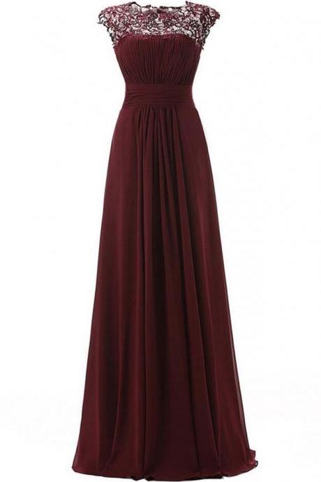 Fashion Wine Red Chiffon Prom Dresses