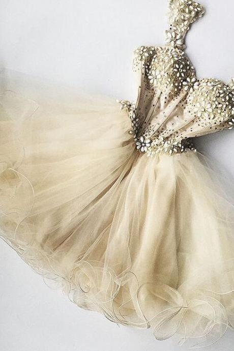 Fashion Beaded Sheer Prom Dress Homecoming Dress