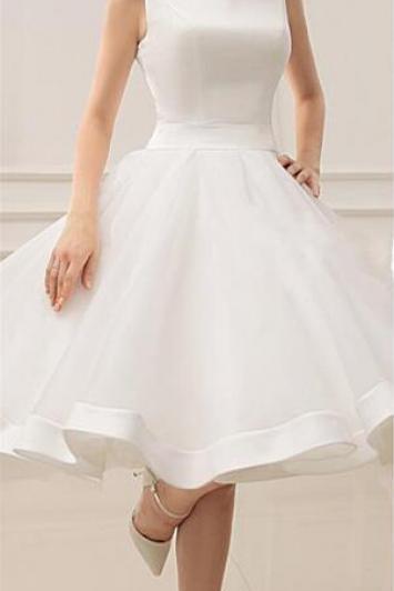 Cute White Short Backless Prom Dress With Bowknot