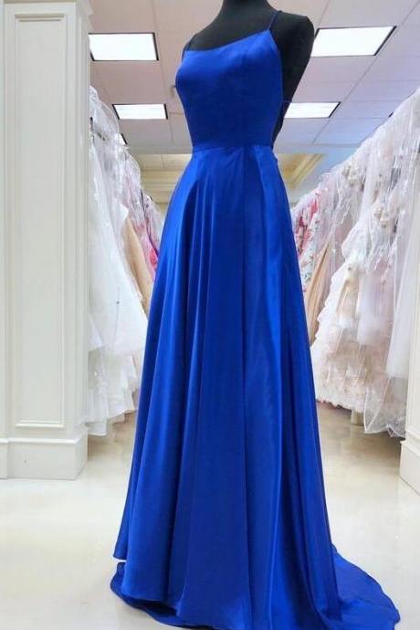 Simple Royal Blue Long Prom Dresses