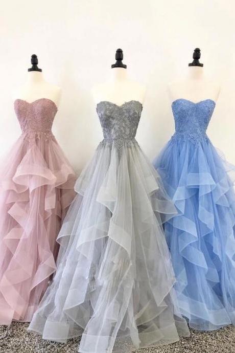 Vintage Sweetheart Tulle Lace Long Prom Dress