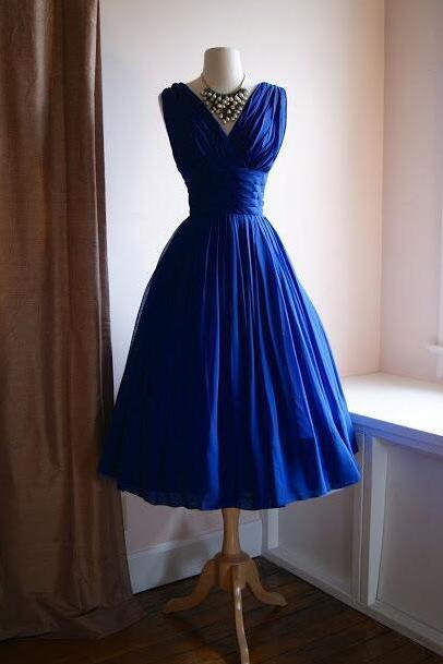 Royal Blue V Neck Short Homecoming Dress
