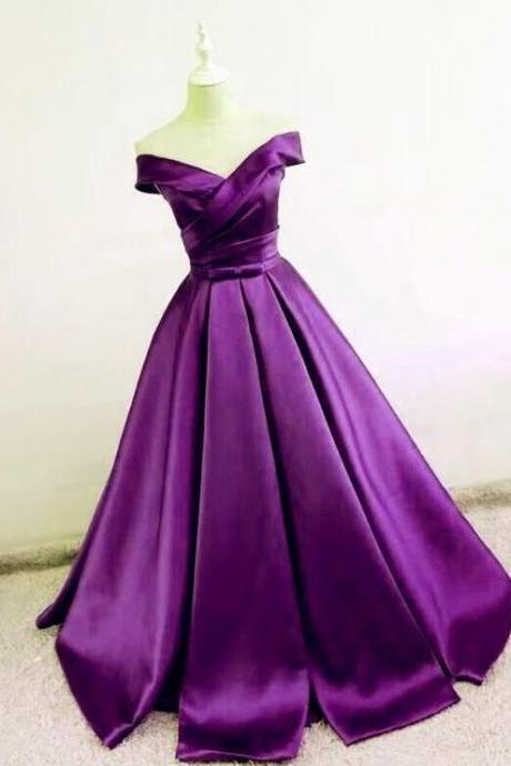Off The Shoulder Purple Ball Gown Prom Dresses