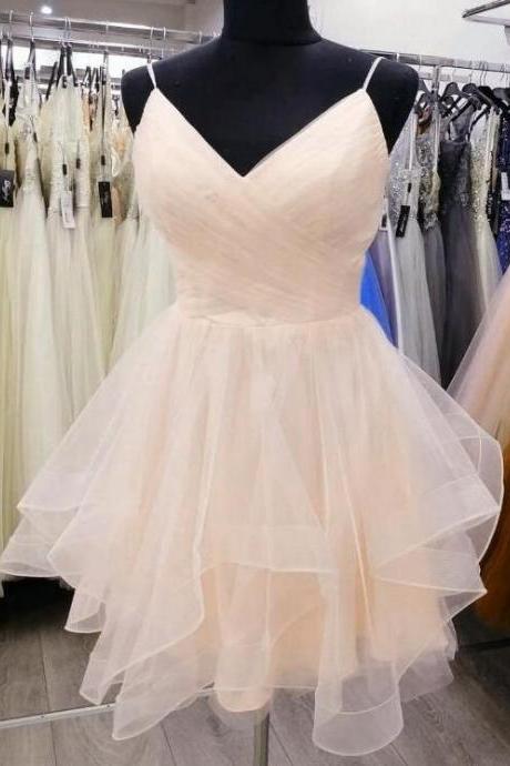Light Champagne Straps Homecoming Dress