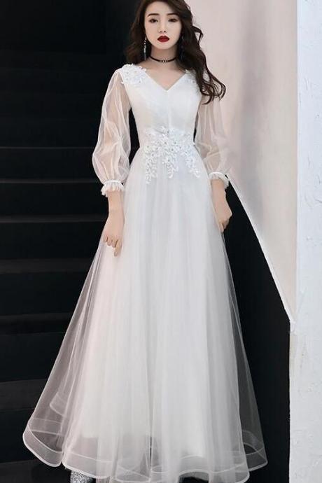 A Line Long Sleeves Tulle Party Dress with Lace