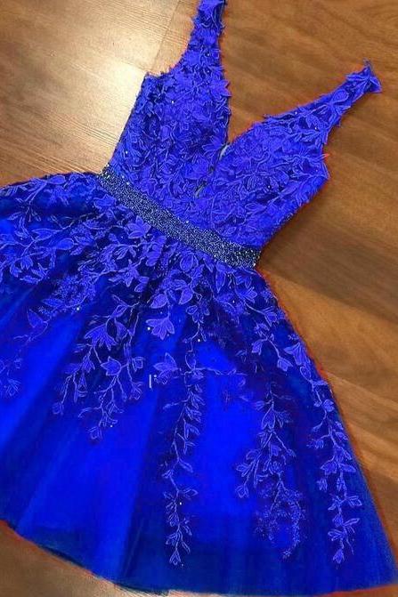 Cute Royal Blue Short Homecoming Dress