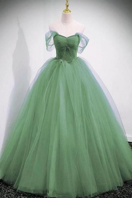 Off Shoulder Princess Light Green Long Party Dress