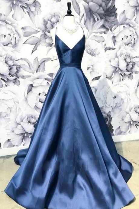 Mermaid Dark Blue Long Prom Dress