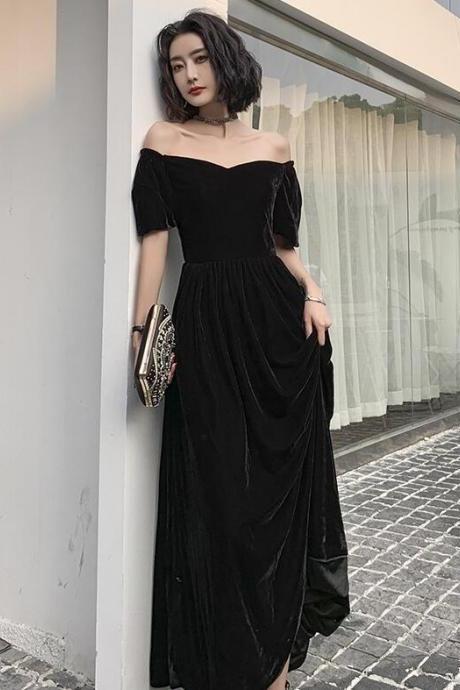 Sexy Off-shoulder Velvet Long Evening Dress