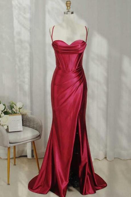 Burgundy Cowl Neck Ruched Long Prom Dress