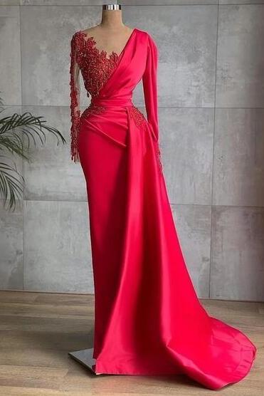 A Line Red Evening Dress, Sexy Party Dresses, Evening Gown