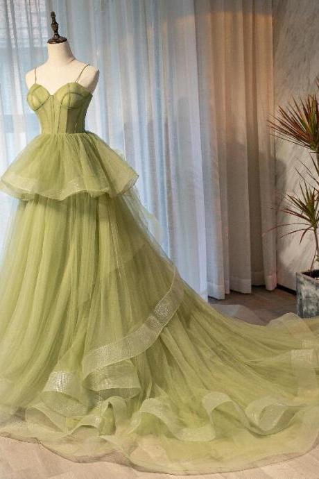 Princess Light Green Sweetheart Layers Prom Dresses