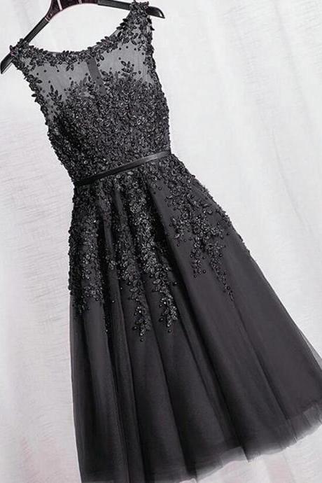Beautiful Black Tulle Short Evening Dress