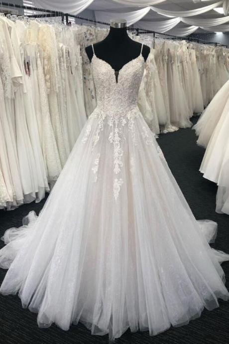 Mermaid Ivory Tulle Lace Long Wedding Dress