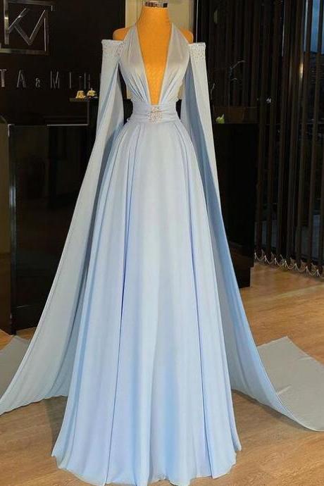 Elegant A Line Chiffon Beaded Dubai Fashion Prom Gown