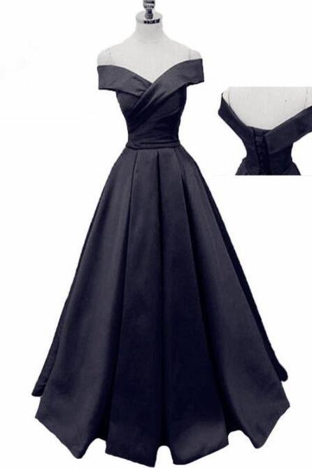 Off Shoulder Black Tulle Layers Ball Gown Formal Dresses