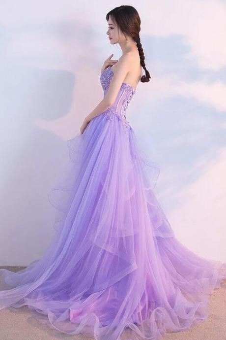 Princess Lilac Sweetheart Tulle Prom Dress