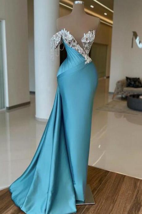 Elegant Modest Evening Dresses Blue Evening Dress