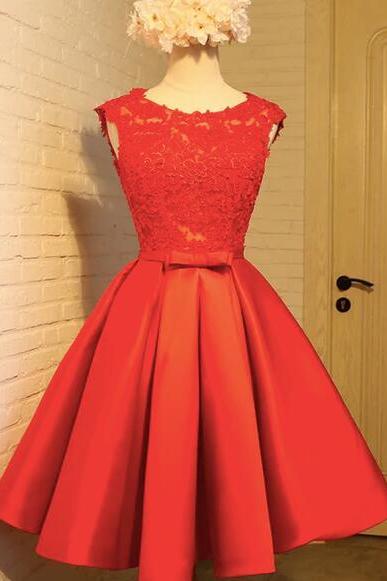 Cute Lace Applique Prom Dress, Short Prom Dress