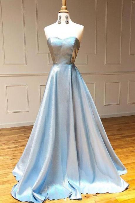 Sweetheart Blue Long Prom Dress Evening Dress